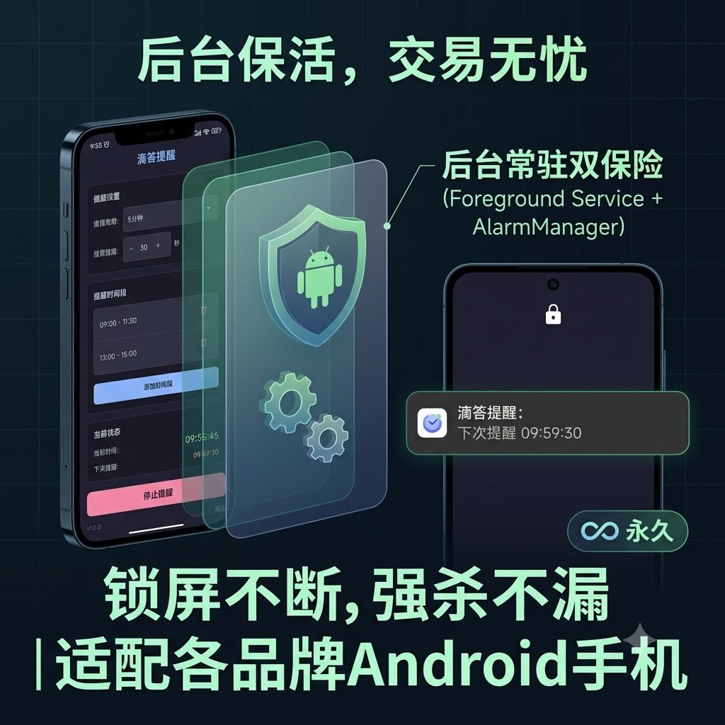 滴答提醒 - 后台保活前台服务运行